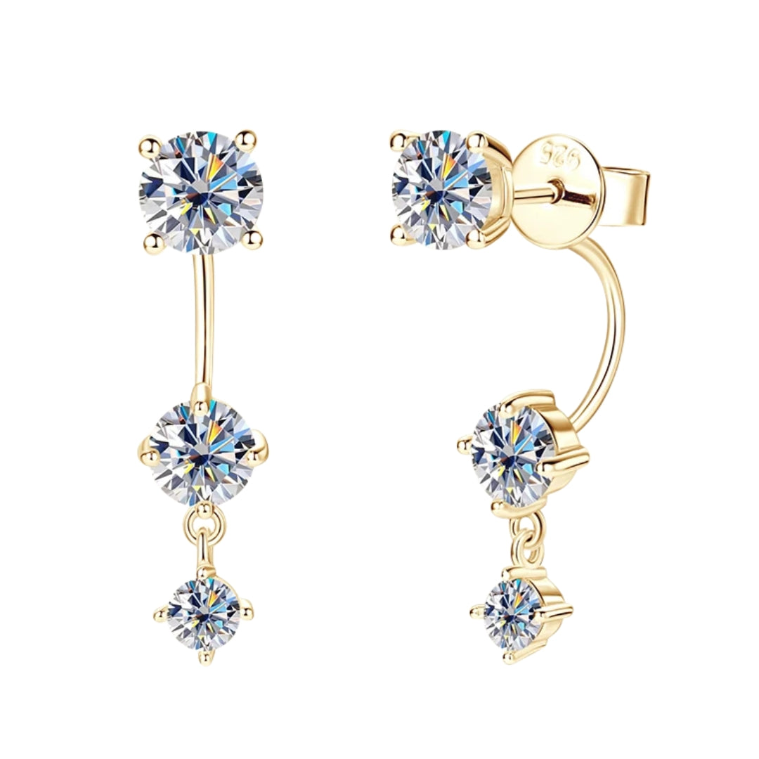 Aurora Moissanite Trio Curve Earrings