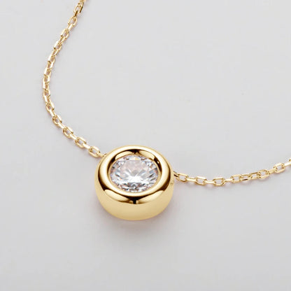 Luna Round Moissanite Solitaire Necklace