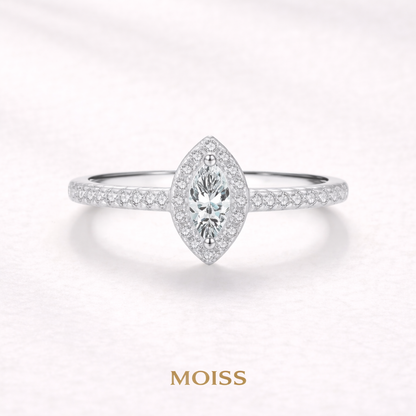 Marquise Cut Pave Halo Ring in 925 Sterling Silver