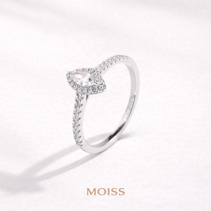 Marquise Cut Pave Halo Ring in 925 Sterling Silver