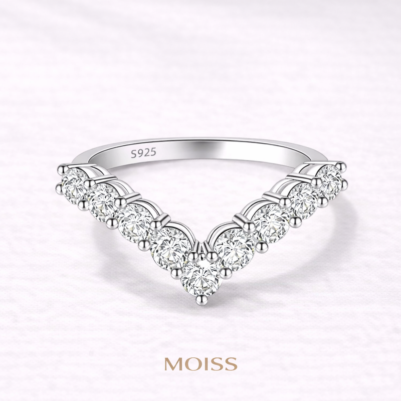 Moissanite Chevron Ring