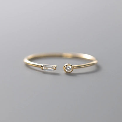 Open Adjustable Zirconia Ring in 925 Sterling Silver