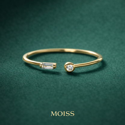 Open Adjustable Zirconia Ring in 925 Sterling Silver