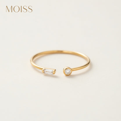 Open Adjustable Zirconia Ring in 925 Sterling Silver
