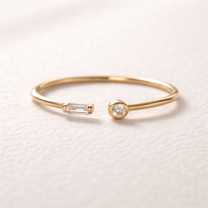 Open Adjustable Zirconia Ring in 925 Sterling Silver
