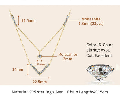 Valentina V-Shape Moissanite Necklace