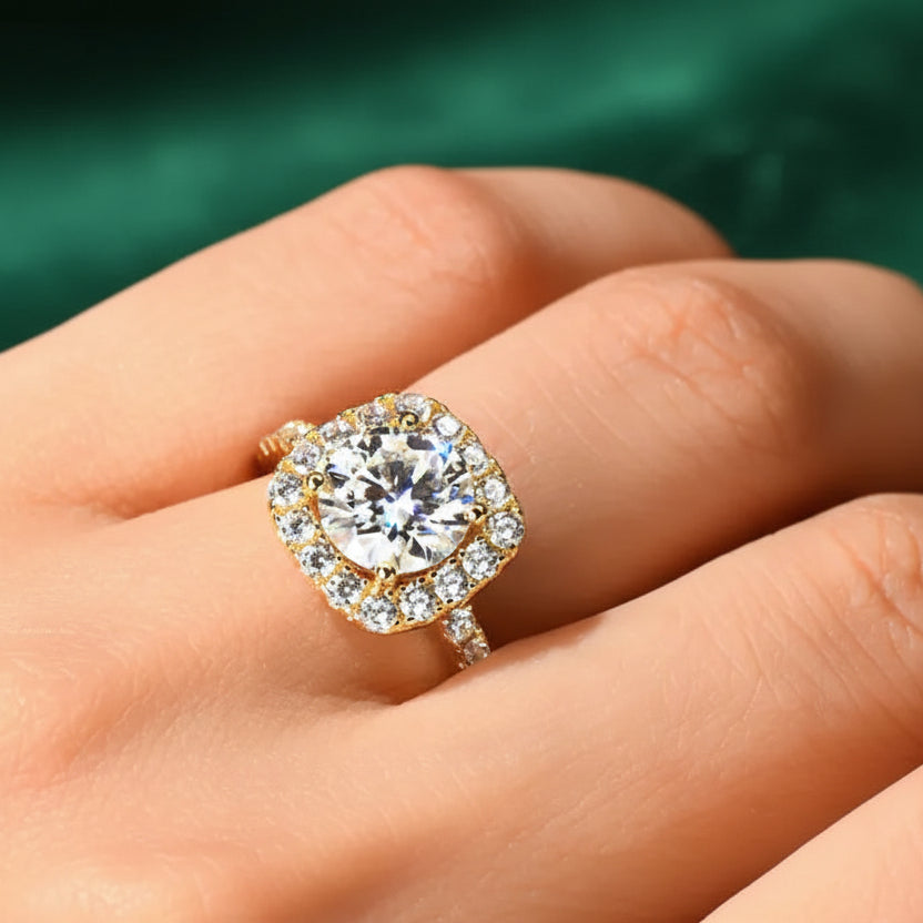 Aurora Halo Moissanite Ring