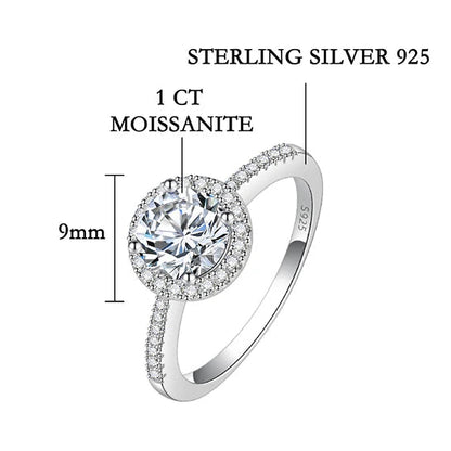 Sophia Halo Moissanite Ring 1CT