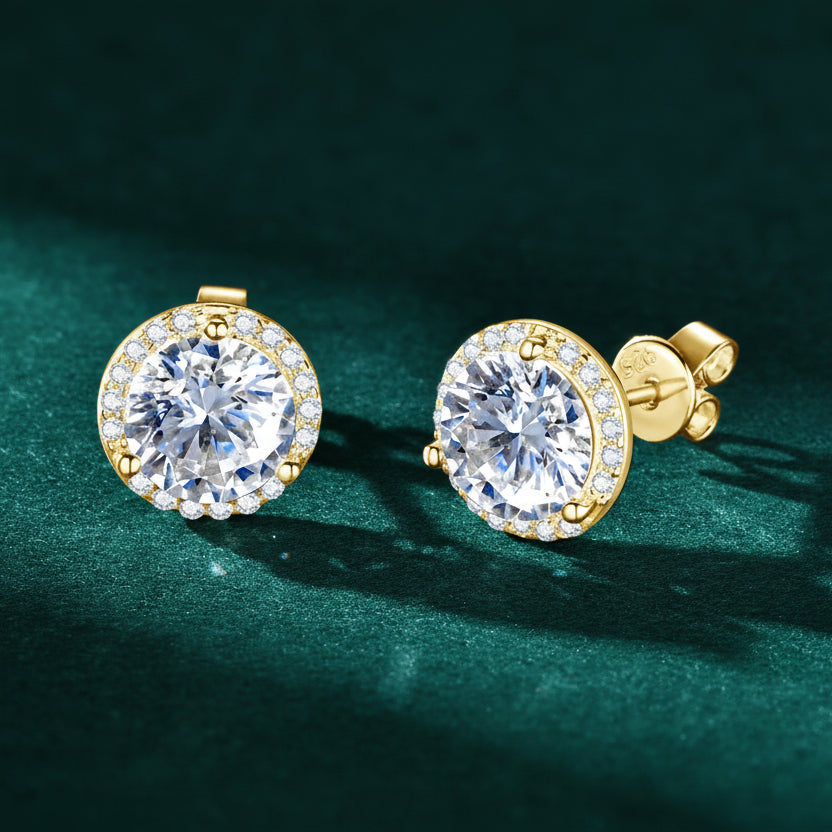 Aurelia Halo Moissanite Stud Earrings