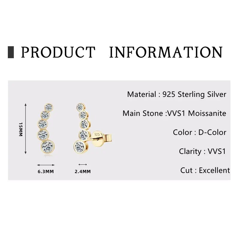 Aurora Moissanite Ear Climber Earrings