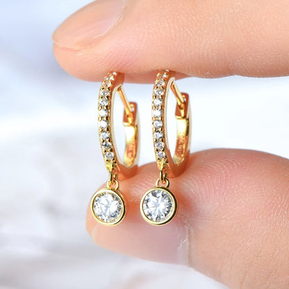 Giulia Moissanite Drop Hoop Earrings