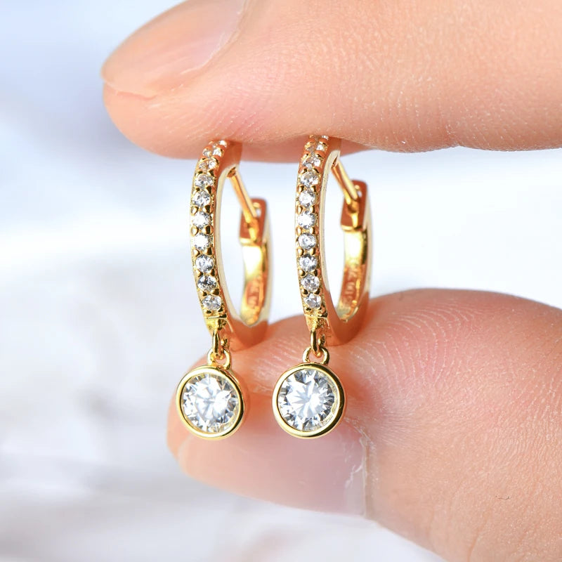 Giulia Moissanite Drop Hoop Earrings