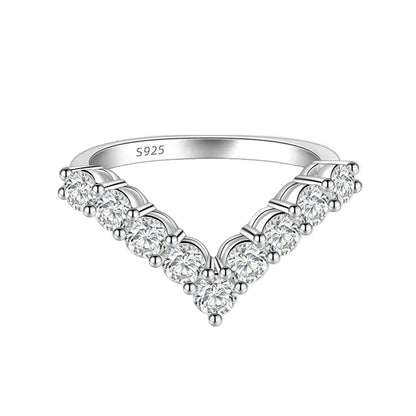 V-Shaped Moissanite Ring in 925 Sterling Silver