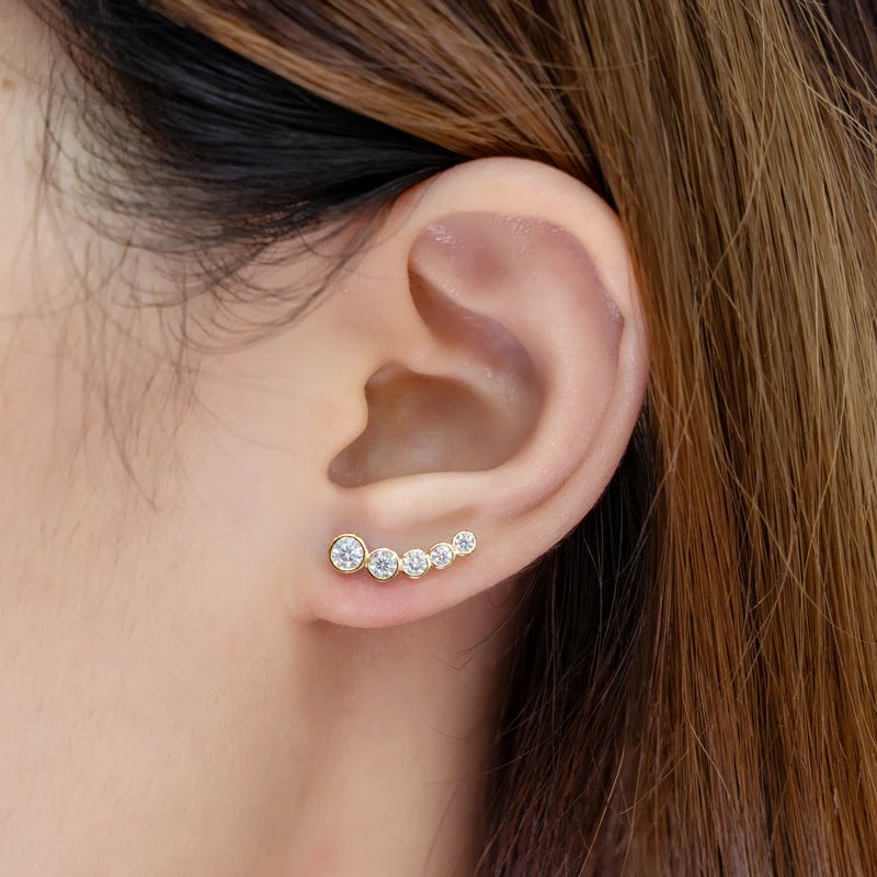 Aurora Moissanite Ear Climber Earrings