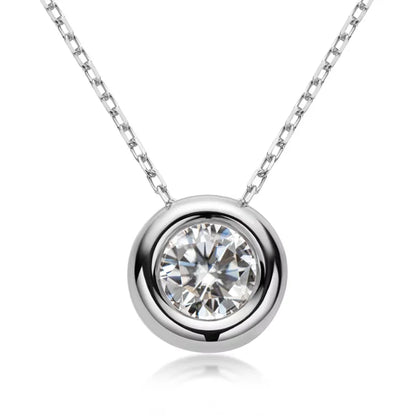 Luna Round Moissanite Solitaire Necklace