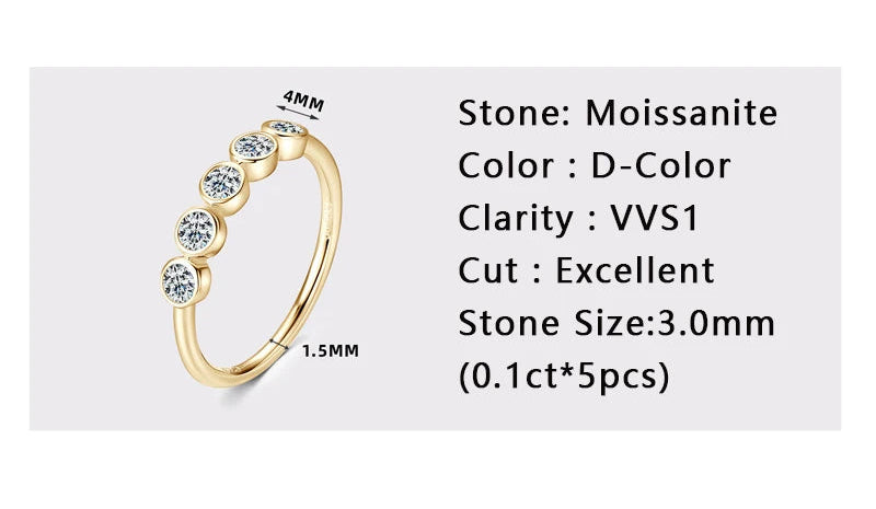 Amélie Five-Stone Bezel Moissanite Band Ring