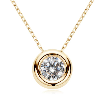 Luna Round Moissanite Solitaire Necklace