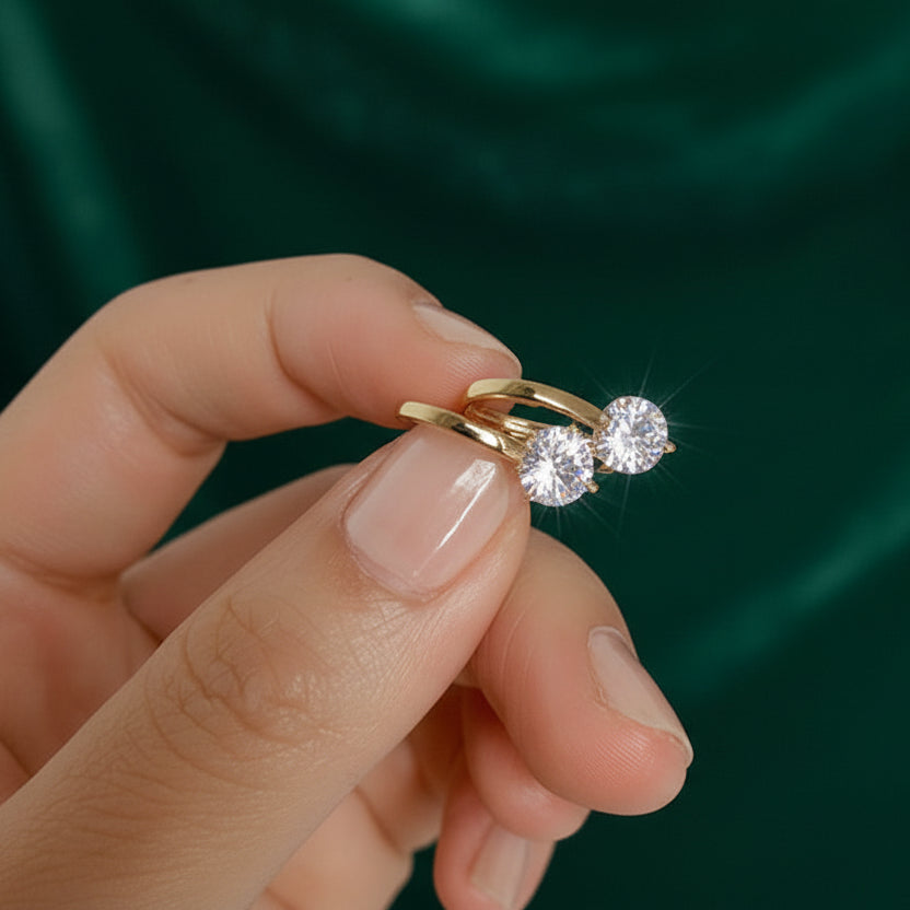 D-Color Moissanite Drop Hoop Earrings