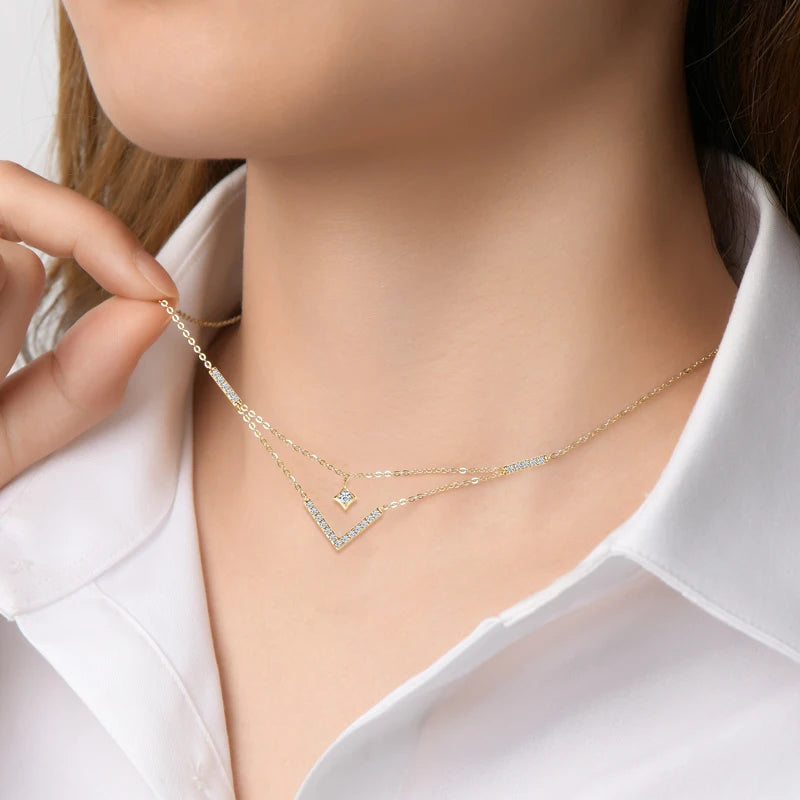Valentina V-Shape Moissanite Necklace