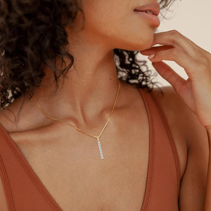 Luna Moissanite Vertical Drop Necklace