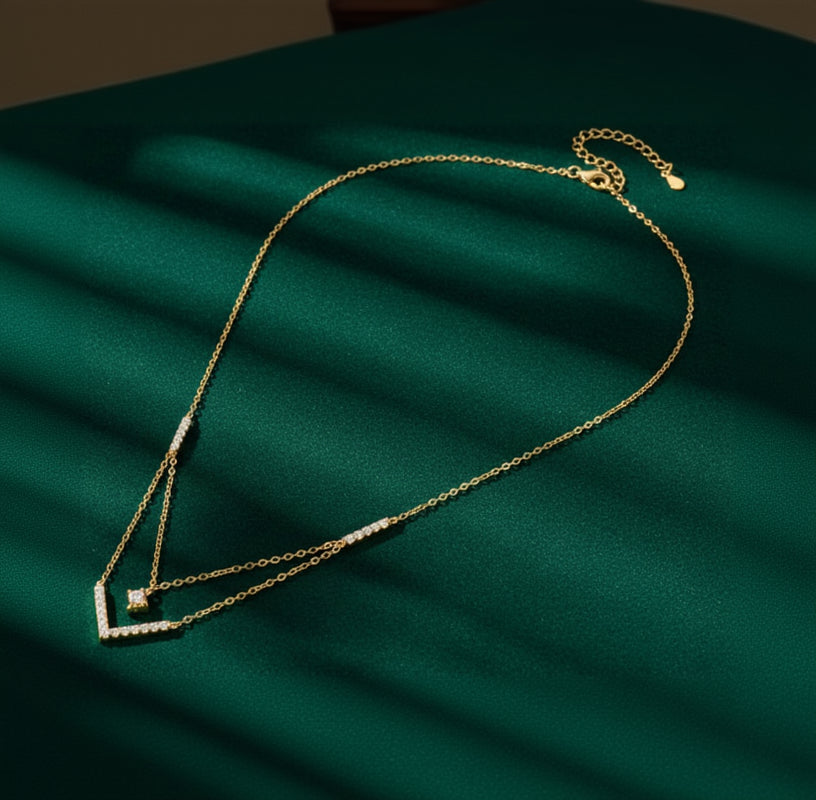 Valentina V-Shape Moissanite Necklace