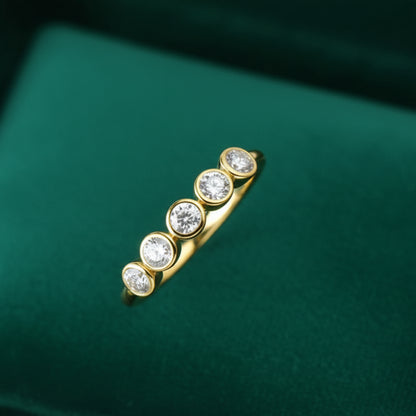 Amélie Five-Stone Bezel Moissanite Band Ring