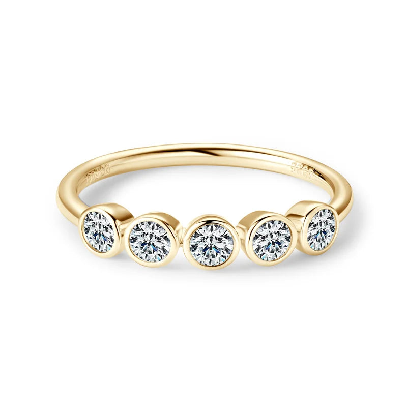 Amélie Five-Stone Bezel Moissanite Band Ring