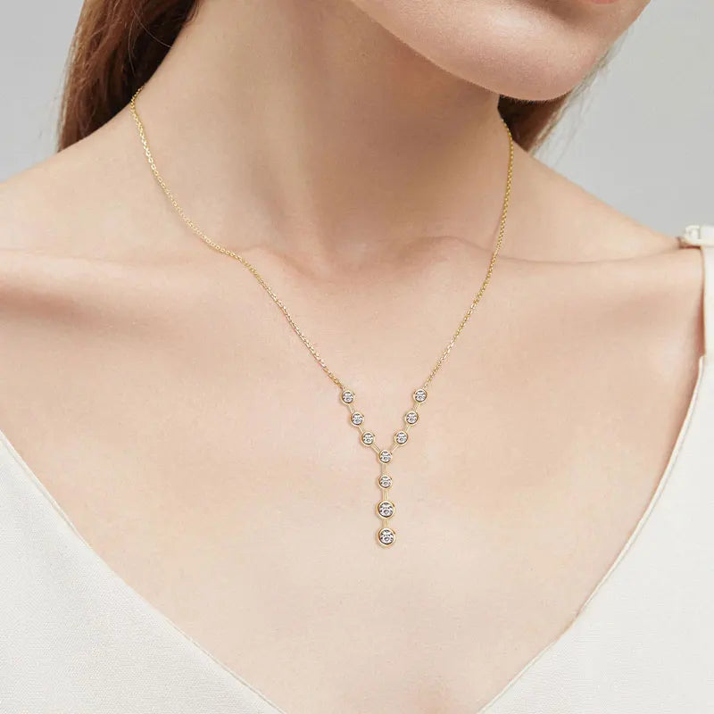 Aurora Moissanite Y-Drop Necklace