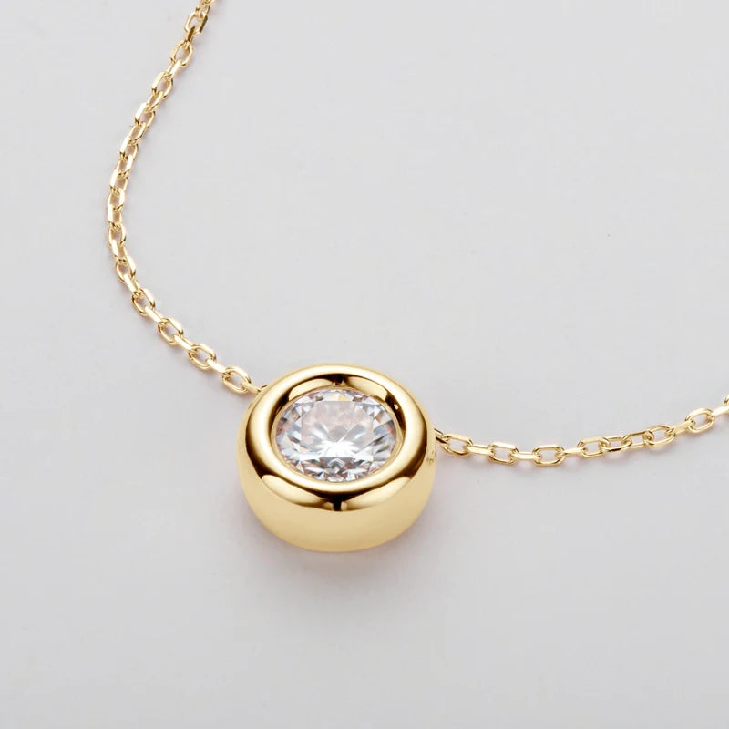 Luna Round Moissanite Solitaire Necklace