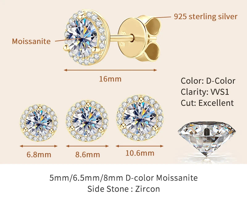 Aurelia Halo Moissanite Stud Earrings