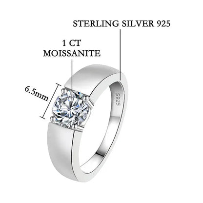 Axis Ring — 1ct Moissanite in Sterling Silver
