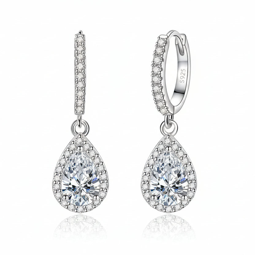 Elena Pear Drop Moissanite Earrings