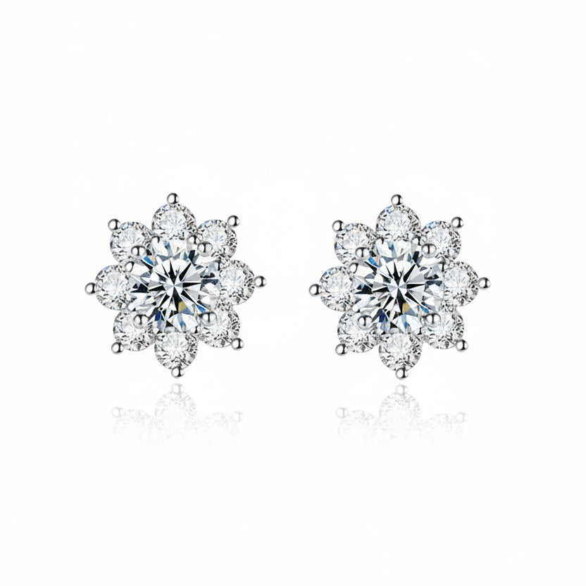 Aurora Bloom Moissanite Stud Earrings 1 CT