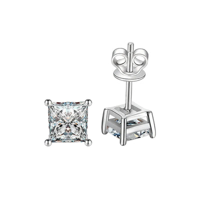 Princess Cut Moissanite Stud Earrings 2CT