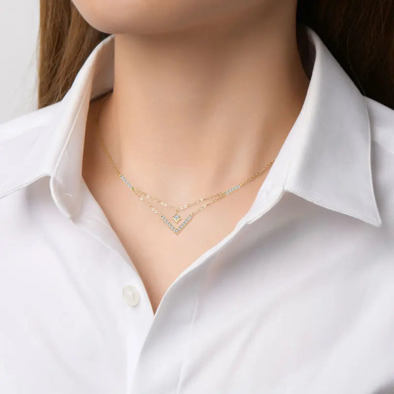 Valentina V-Shape Moissanite Necklace