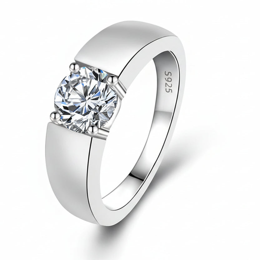 Axis Ring — 1ct Moissanite in Sterling Silver