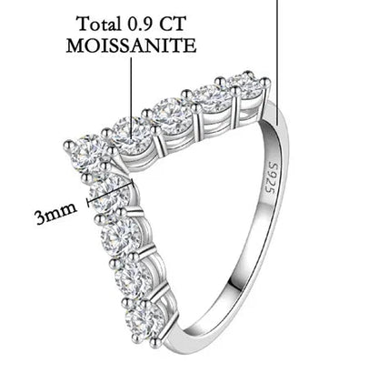 V-Shaped Moissanite Ring in 925 Sterling Silver