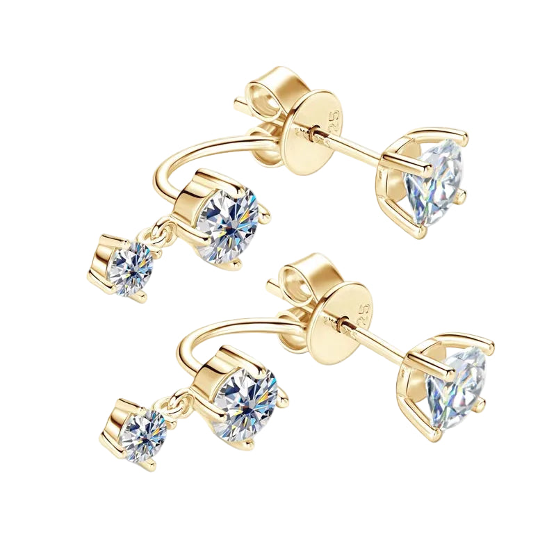 Aurora Moissanite Trio Curve Earrings