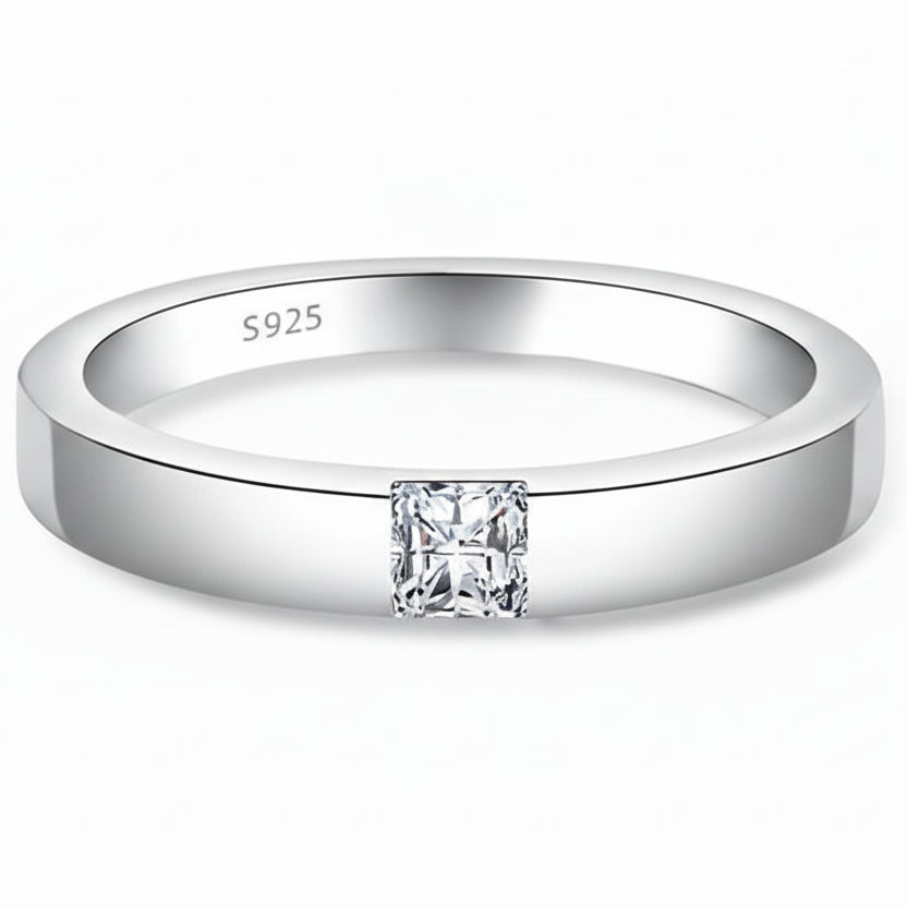 Quiet Spark Ring — Sterling Silver & Moissanite