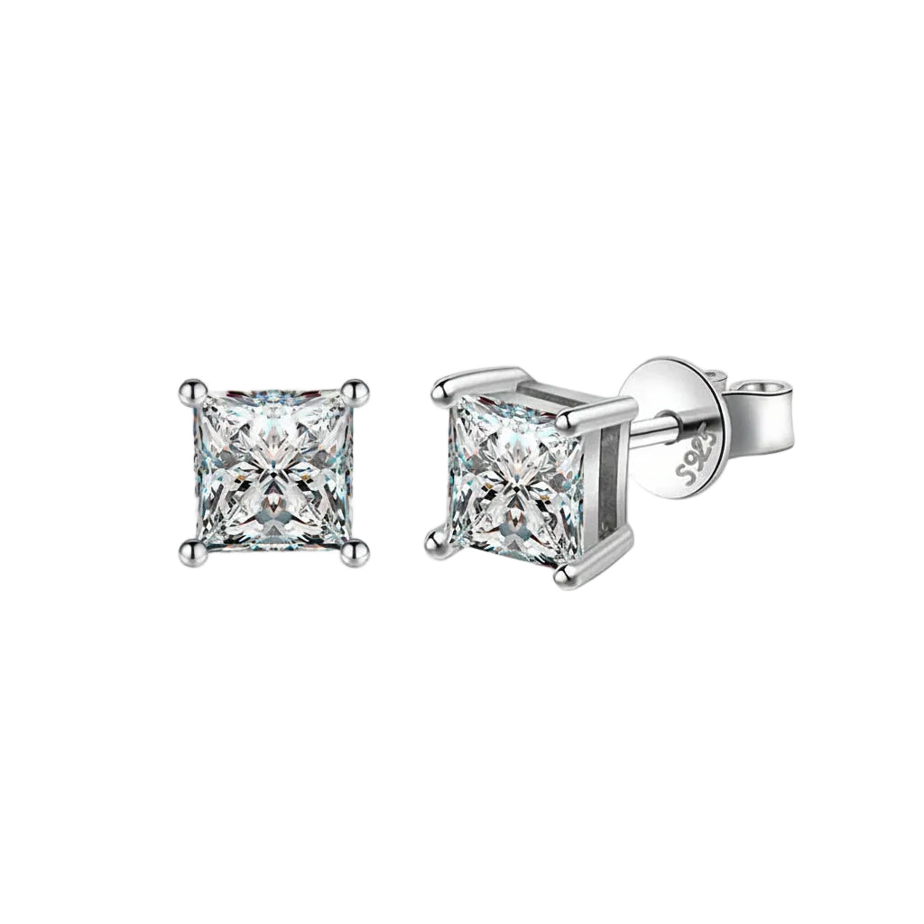 Princess Cut Moissanite Stud Earrings 2CT