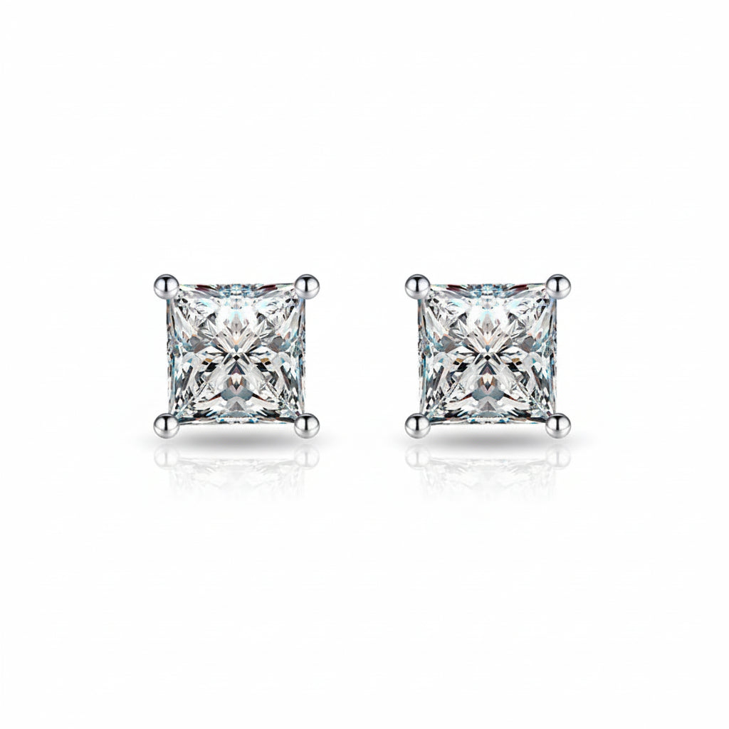 Princess Cut Moissanite Stud Earrings 2CT