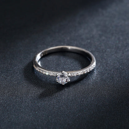 Solitaire Pave Ring with Round CZ in 925 Sterling Silver